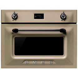 Smeg SF4920MCP Victoria Integrated Compact Combi Microwave Oven, Cream